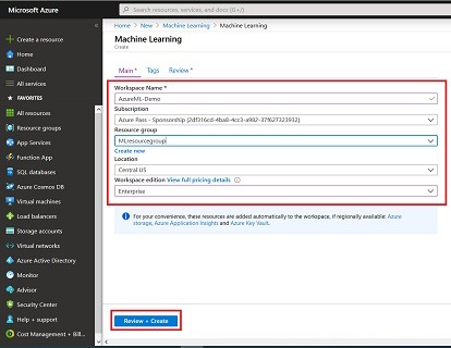 Create Azure ML resource